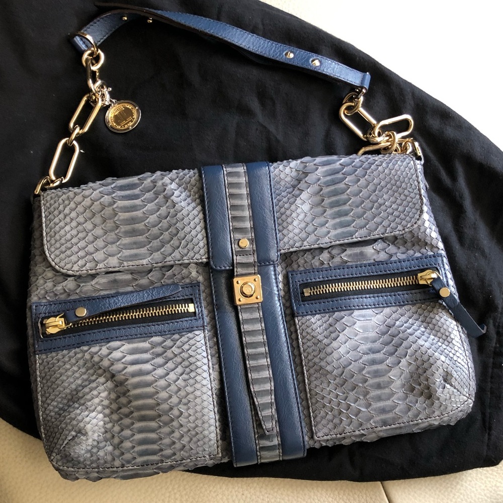 Lanvin Happy python bag, sky blue